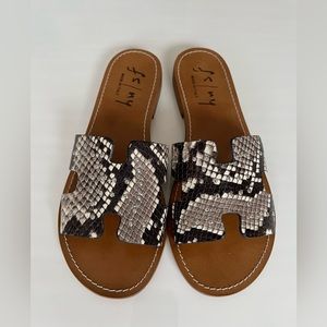 French Sole New York ‘Alina’ Python Leather Studded Slides, 38 (closer to a 7.5)